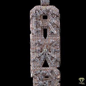 Colgante de barra de declaración de moda urbana personalizada Iced Baguette Stone Luxury Pave Set Moissanite Hip Hop Fine Pendants Charms - Product Image 1