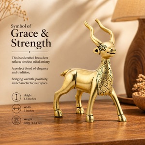 SHUBHAM - Estatua de Ciervo Personalizada en Latón Chapado en Oro, Figura de Animal Pulida, Decoración para el Hogar, Adorno Religioso, Recuerdo - Product Image 5