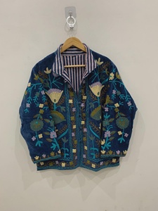 Bohemian Floral Embroidered Velvet Jacket Windproof and Breathable Suzani Overcoat Winter Knitted Short <b>Coat</b> - Product Image 3