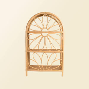 Étagère murale en rotin à fleurs bohèmes, étagère en bambou en forme d'arche faite à la main, bibliothèque pour chambre d'enfant, présentoir flottant écologique pour chambre d'enfant - Product Image 3