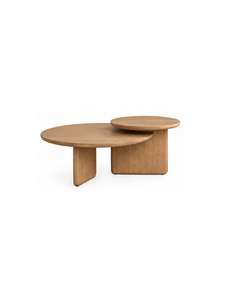 Modern Wooden Coffee Table Minimalist Design Nesting Living Room Furniture <b>Solid</b> <b>Wood</b> Top Round Shape - Product Image 2