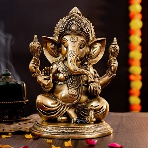 Artesanía en Bronce Radhe Enterprises, Diseño Personalizado de Lujo, Estatua Hecha a Mano del Dios Ganesh Ji para Mesa, Pooja, Boda, Cumpleaños - Product Image 2