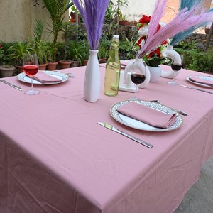 Pink Plain Dyed Cotton Linen <b>Tablecloth</b> Outdoor Washable Woven Simple Style Solid Color for Wedding Hotel Home Decoration - Product Image 4
