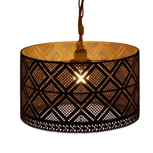 Abat-jour de lampe suspendue en métal noir moderne découpé au laser, motif géométrique, luminaire suspendu pour la décoration intérieure de la maison - Product Image 1