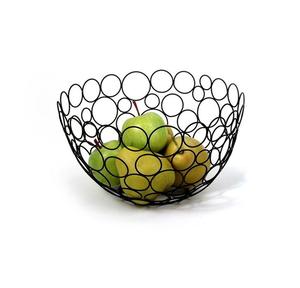 Cesta de frutas metálica de diseño artístico premium, hecha a mano con patrones florales curvos para exhibiciones elegantes en mesas centrales. - Product Image 1
