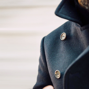 Navy Blue Color Adult <b>Men's</b> <b>Pea</b> <b>Coat</b> Slim Fit Notched Collar Eco Friendly Straight Fit Wool Peacoat With Side Pocket - Product Image 3