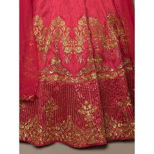<b>Red</b> Embroidered <b>Silk</b> Party Wear Lehenga Choli for Evening Dresses - Product Image 2