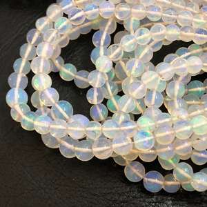 ลูกปัดโอปอลเอธิโอเปียธรรมชาติทรงกลมเรียบเนียน ประกายไฟ สำหรับทำเครื่องประดับ ร้อยเป็นเส้น หรือแบบเม็ดเดี่ยว - Product Image 2