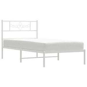 Cadre de lit simple en métal, acier blanc thermolaqué, élégant et durable - Product Image 3