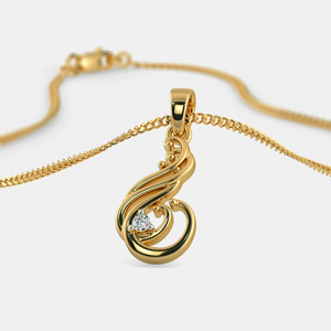 Collar con Colgante de Diamante Cultivado en Laboratorio en Espiral Dorado Amarillo - Product Image 4