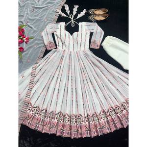 Robes de soirée de créateur Robe Anarkali élégante avec Pent et Dupatta pour la fête - Product Image 6