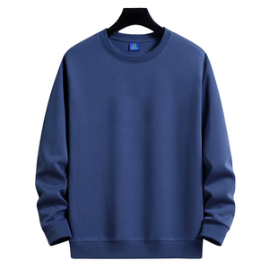 New Custom logo Crew Neck Sweatshirts 100% Cotton Oversized Streetwear Blank Thick Sweatshirts <b>Men</b> Plain O Neck Sweatshirts - Product Image 1