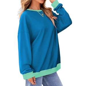 Sweat-shirts color block en gros pour femmes, col rond, manches longues, coupe oversize, pulls décontractés pour l'automne, 100% coton, 280 GSM - Product Image 2