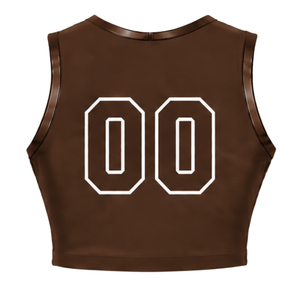 Débardeur court marron chocolat pour cheerleading, sans manches, respirant, léger, vêtement de sport d'équipe, personnalisable - Product Image 2