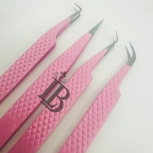 <b>Top</b> Trend Eyelash Extensions Tweezers <b>Pink</b> Color Tweezers Degree Curved Straight <b>Hot</b> Sale Eyelash Tweezers Paper Design - Product Image 3