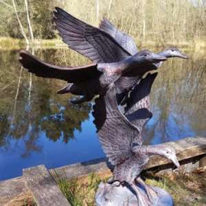 Escultura de Jardín de 3 Pájaros Voladores, Estatua de Pareja de Pájaros Voladores de Bronce, Artículos para Eventos - Product Image 6