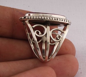 Bague en argent sterling 925 avec pierre plate turquoise cuivrée naturelle, style Mohave, sertissage clos classique, design affirmé - Product Image 3