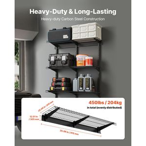 Scaffalatura a 3 livelli in acciaio da parete per garage, 11x36 pollici per ripiano, scaffalatura galleggiante resistente 0,9 x 3 piedi - Product Image 2