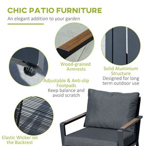 Juego de Muebles de Patio de Aluminio de 4 Piezas, Sofá de Dos Plazas y Sillones para Jardín con Mesa de Centro para Conversar - Product Image 4