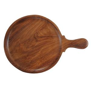 Grande assiette de service rustique en bois, plateau en bois massif durable pour buffet, restauration et service de fête, assiette en bois de style vintage - Product Image 4
