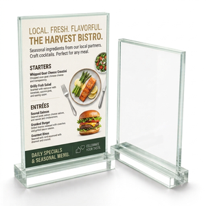 Exhibidor de Menú Acrílico Transparente Plateado, Ecológico, Resistente al Agua, Personalizable, Soporte para Póster, Lista de Precios para Mostrador de Restaurante - Product Image 4