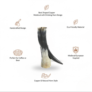 Mug médiéval en cuivre de forme optimale avec design de corne à boire, écologique, style européen, pour café ou bière, par Replicartz - Product Image 6