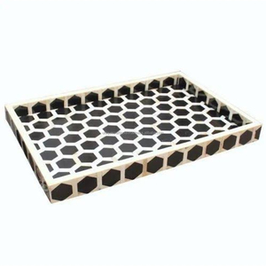 ZigLoom Bone Inlay Tray (Set of 3) | Serving Trays with Bold Zigzag Pattern for Modern Boho Decor, Gifting & Wholesale Display - Product Image 4