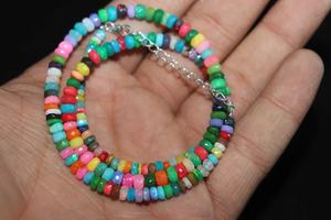 Collier de perles de rondelle à facettes en opale de feu multiple 3-5mm en opale de feu arc-en-ciel - Product Image 6