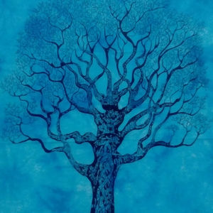 Tapiz Decorativo para Cama, Maravilloso Tapiz de Pared, Pequeño, Individual, Queen, Diseño de Árbol Seco, Algodón, Póster, Múltiples Colores, Hecho a Mano por Artistas Indios - Product Image 1