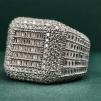 Hochwertiger VVS Moissan ite Luxus Bester beliebter Rapper Sterling Silber Lab grown 14 Karat Roségold Baguette Big Star Ring für Männer