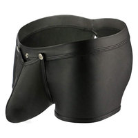 Caleçons Boxers Tricotés Mi-Hauts en Cuir Authentique de Luxe pour Hommes, Personnalisables avec Logo à la Taille, Sans Coutures, Sous-vêtements Intimes Sexy