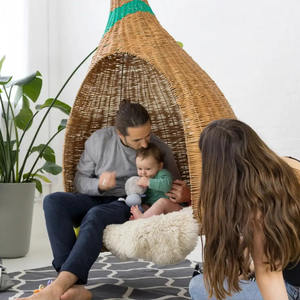 เก้าอี้นั่งสมาธิแบบใหม่ ทำจากหวาย พร้อมพนักพิงหลัง สำหรับอ่านหนังสือ  งานแฮนด์เมด  เก้าอี้สวนธรรมชาติ - Product Image 4