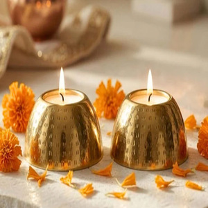 Star Tealight Holders Set of 2 Gold Glass <b>Candle</b> tealight Holders - Product Image 4