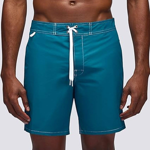 Men's <b>Teal</b> Solid Board Shorts Mid Waist Drawstring Closure Quick Dry Casual Style Woven Polyester Pockets Front Logo Breathable - Product Image 5