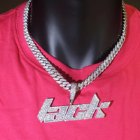 Collier pendentif Hip Hop en argent 925 plaqué or rose avec diamant Moissanite glacé taille brillant, breloque lettre 'Lack', unisexe, pour soirée
