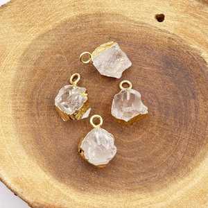 Natural <b>Raw</b> <b>Crystal</b> Quartz Pendant Gold Electroplated Edge Charm 8 to 10mm Rough Gemstone Pendant Minimalist Jewelry Gift - Product Image 6