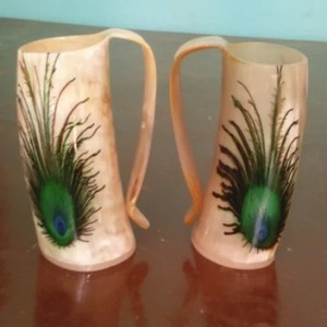 Real Viking Horn Mugs Polished Lightweight Customized <b>Vintage</b> Style 400ml Capacity Dishwasher Microwave <b>Safe</b> Star Pattern Gift - Product Image 3