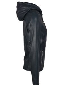 Chaqueta de motorista de cuero de piel de oveja genuina para mujer, botón de cuello levantado, piel transpirable, invierno largo - Product Image 6