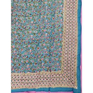 Couette double réversible en coton 100% imprimée à la main au motif floral, style vintage, écologique, bleue, pour la maison - Product Image 2