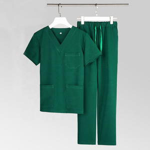 Conjunto de Uniformes Médicos para Mujer, Blusa de Manga Corta y Pantalones, Uniforme para Doctoras, Enfermeras y Esteticistas, Tela Esmerilada, Ropa de Clínica OEM al por Mayor - Product Image 2