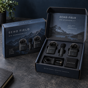 Kit de microphone ECHO Mini personnalisé, boîte d'emballage en carton ondulé imprimée - Product Image 1