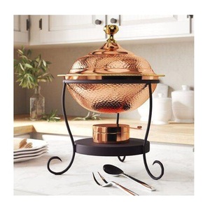 Hotels Restaurant Luxury Round Gold Stainless Steel Buffet Chafing <b>Dish</b> With Cover Food Warmer <b>Set</b> - Product Image 3