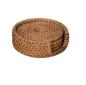 Sous-verres en rotin BOHO, design artisanal, sous-verres en rotin pour table à manger, sous-verres en rotin tressé de haute qualité - Product Image 2