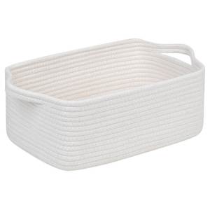 Cesta de Almacenamiento Rectangular Blanca de Cuerda de Algodón con Asas, Contenedor Simple Multiusos para Organización - Product Image 1