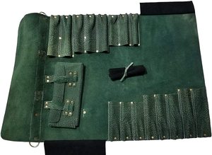 Premium Leather Knife <b>Roll</b> Chef Knife Travel Case Culinary <b>Tool</b> Storage Organizer Durable <b>Bag</b> LKR-0315 - Product Image 3