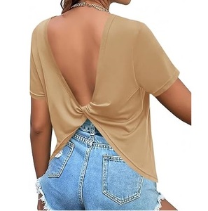 Clubwear Sexy Hot Women Hollow Backless Shirts Casual Outdoor Swim Beach Backless Shirts Cotton Made Breathable For Womens - Product Image 2