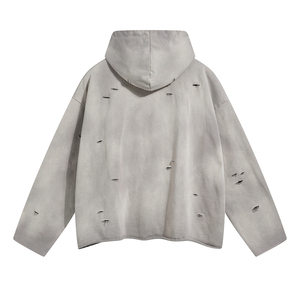 Breathable 100% Cotton Eco-friendly Distressed Hoodies for Women Anti wrinkle Streetwear Thermal Custom Women Distressed Hoodies - Product Image 5