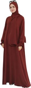 Women <b>Abaya</b> Hijab Robe Long Sleeve Maxi Solid Color High Neck Modest Cotton Dress Daily Wear Loose Fit Flared Hem - Product Image 2