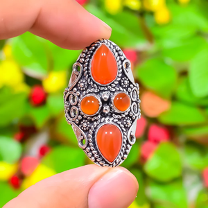 Carnelian Gemstone <b>Ring</b> 925 Sterling <b>Silver</b> Handmade Jewelry Elegant <b>Statement</b> <b>Ring</b> for Women Gift custom jewelry manufacturer - Product Image 1