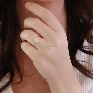 IGI/GIA Lab Grown Cut Diamond <b>Vintage</b> 14k Yellow Wedding/Engagement <b>Ring</b> Unisex Fine White <b>Gold</b> for Anniversary Party-Worthy - Product Image 1